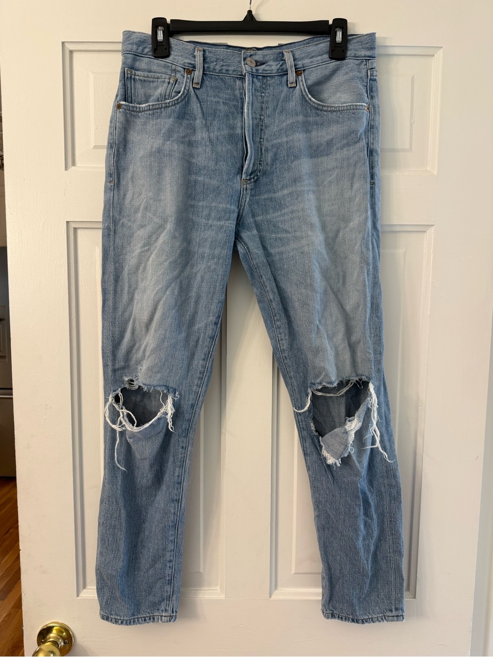 Citizens Of Humanity Light Blue Distressed Straight Jeans